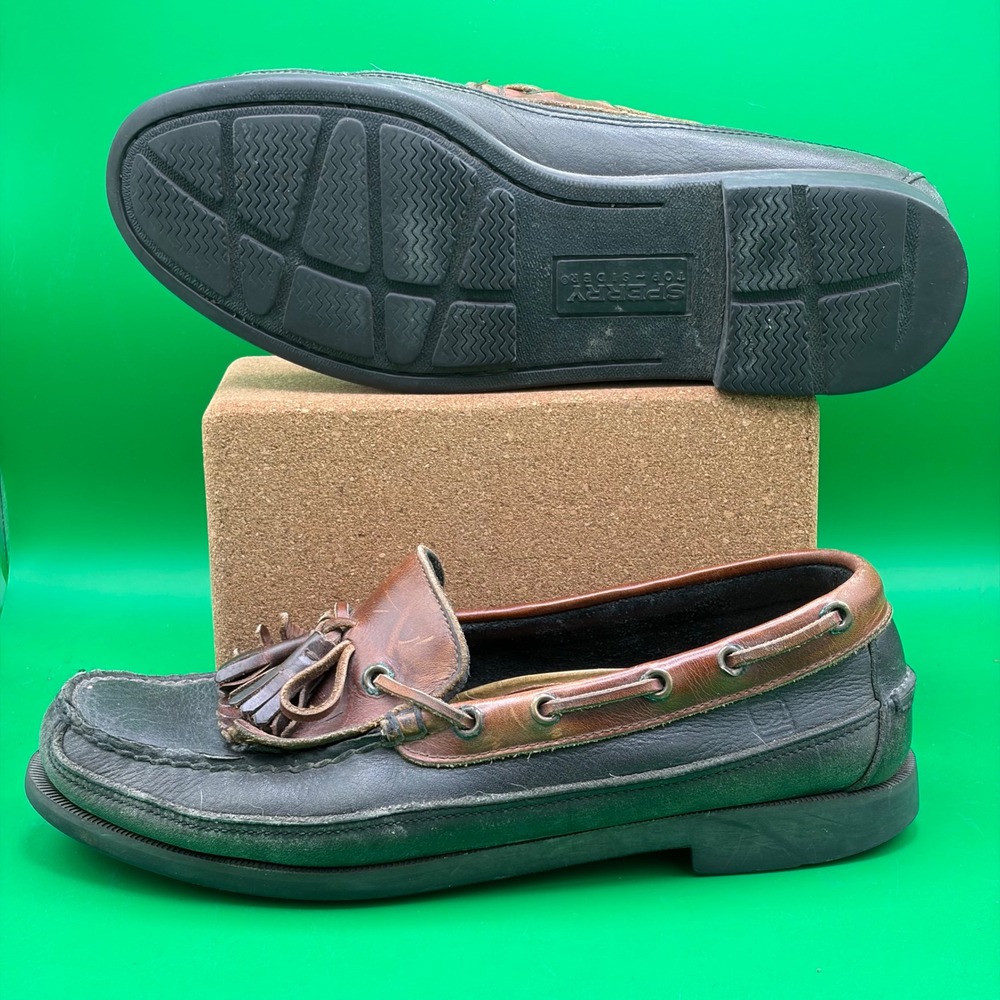 VTG 90s Sperry Top-Sider Wetlands Kiltie Tassel Loafers Mens 9 M Brown Black